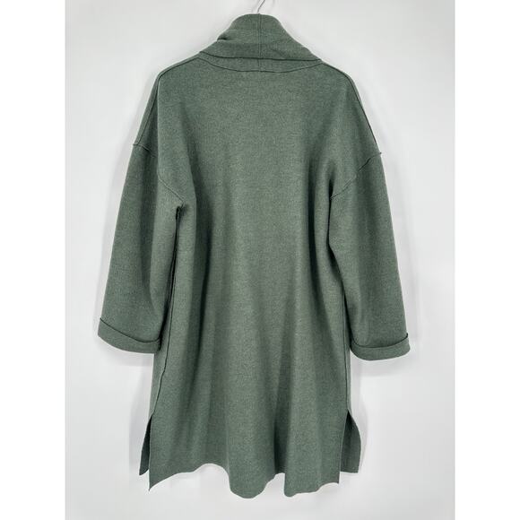 Eileen Fisher Lightweight Boiled Wool Coat Cardigan Longline Jacket Sweater - Picture 8 of 13